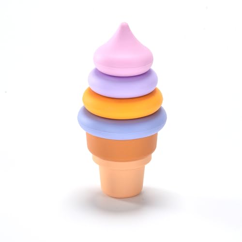 SILI FACTORY Silicone Ice Cream Stacking Rings Toy for Toddlers,