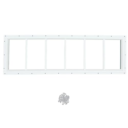 Hryan Shed Transom Window for Playhouse, Chicken Coop and Garage, Fixed Metal Tempered Glass Replacement Casement for barn house, ventanas de casa (10