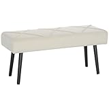 HOMCOM Taburete Pie de Cama Multifuncional, Blanco Crema
