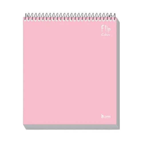 Caderno Flip Rosa Capa Dura 1 matéria 80 Folhas