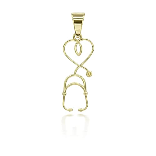 Dainty 14k Gold Heart-Shaped Stethoscope Pendant