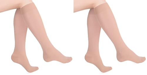 Image of Heelbo Compression Socks for Men and Women to Relieve Discomfort associated with Varicose Veins, Improve Circulation, Soothe Tired Legs and Reduce Minor Swelling, 15-20mmHG (Pack of 2)