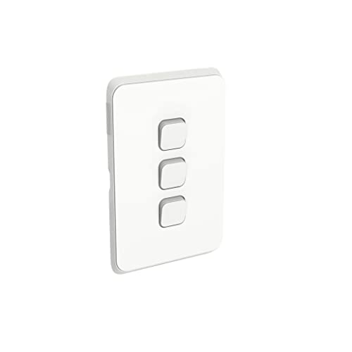 Clipsal 3000 Series 3 Gang, 250V 10Ax1-Way/2-Way Vertical Mount Iconic Flush Switch, White