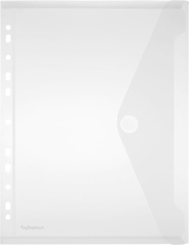 FolderSys 10 x Dokumentenmappe A4 PP mit Lochrand Klettverschluss farblos matt