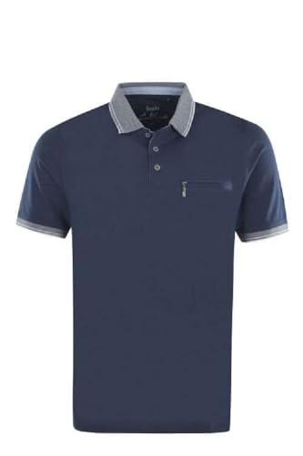 hajo Herren Poloshirt Kurzarm Piqué Shirt Flachstrickkragen in Zweiton Stay Fresh Premium Qualität (DE/NL/SE/PL, Numerisch, 56, Regular, Regular, Admiralsblau)