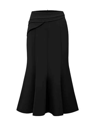 Women's Midi Mermaid Skirt Work High Elastic Waisted Fishtails Skirts