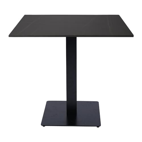 Liberoshopping Tavolo da bar, pub ristoranti con base nera H75 e piano per esterno quadrato 80x80 cm in pietra sintetizzata (Marmo Nero)