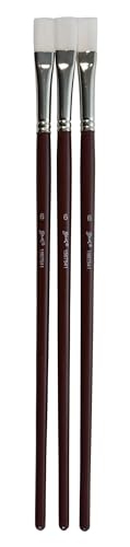 Sax Optimium White Taklon Brushes, Brights Type, Long Handle, Size 6, Pack of 3