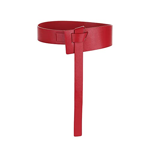 TOEECY Ceinture Femme Nouée Cuir Large Élastique Rétro Ceintures de Taille Mode pour Robes Manteaux (Rouge)
