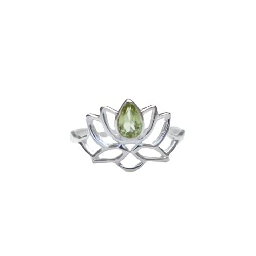 Peridot Ring ~ 925 Silver Ring ~ Peridot Flower Ring ~ Everyday Ring ~ Dainty Ring ~ Statement Ring ~ Lotus Ring ~ Designer Ring ~ Peridot Lotus Ring ~ Boho Ring ~ Women Ring ~ Engagement Gift #TOP23