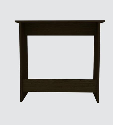 Image of Modern Compact Study Desk, Dark Brown Wood Finish, Space-Saving Home Office Table, 80x40x74 cm, DIY Assembly