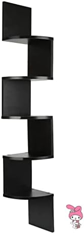 Gadroad Libreria geometrica a 5 livelli, libreria a forma di S, scaffale decorativo in legno, mensole moderne autoportanti, scaffale alto per libri per soggiorno camera da letto, marrone rustico