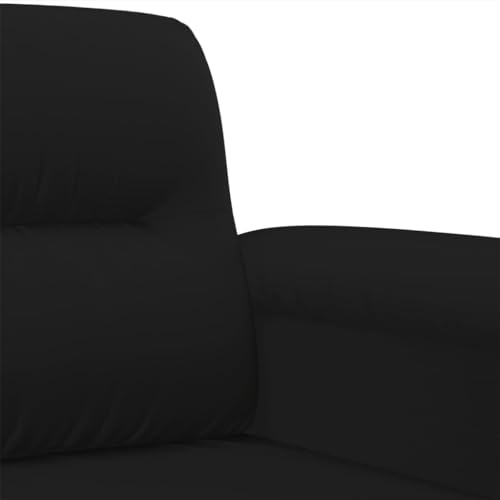 vidaXL Sofagarnitur 3-TLG., Sessel Couch mit Kissen, Sofa Wohnzimmersofa mit Armlehnen, Couchgarnitur Designsofa Sitzmöbel Polstermöbel, Schwarz Mikrofasergewebe – Bild 8