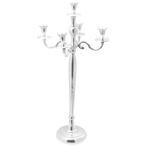 Lustre pour salon en aluminium argenté brillant avec décors incrustés