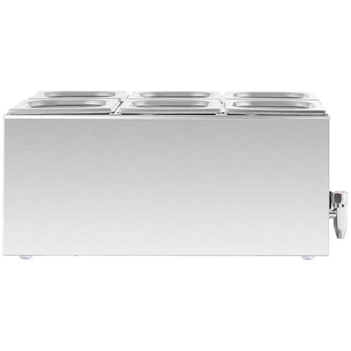 Royal Catering Stainless Steel 600W Bain Marie, 6 GN Containers Food Warmer