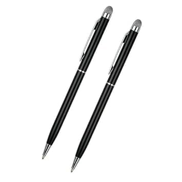Image of Divine 2 in 1 Capacitive Stylus Pen with Black Ball Pen for Android Touch Sceen Mobile Phones and Tablets All iPads and iPhones Black Colour (Pack 2)