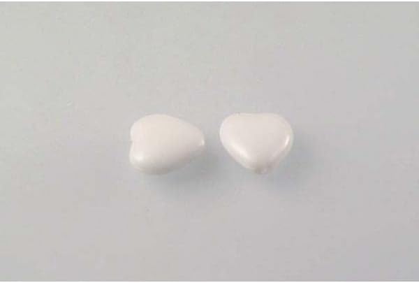 10pcs Heart Beads 12 x 11 mm, Chalk White (3000), Bohemia Crystal Glass, Czechia 11179001