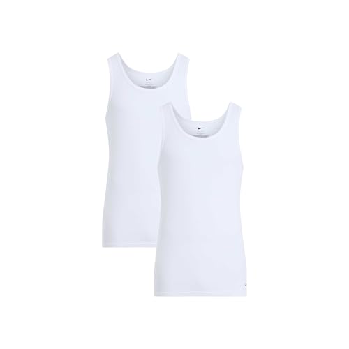 Nike Ribbed Tank 2pk Underwear Homme : lot de 2 débardeurs blancs côtelés