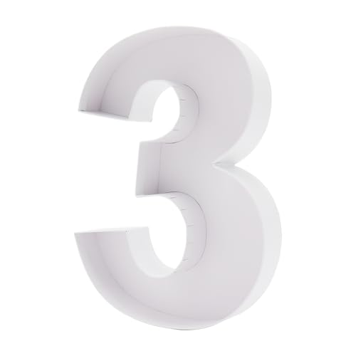 Image of 12 inch Fillable Number Paper Mache Cardboard Cutouts Sweet Charcuterie Board Tray (White, 3 Shape)