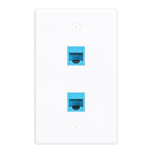 2 Port Ethernet Wall Plate,Ethernet Cable Wall Plate with RJ45 Keystone Coupler Female to Female,Easy-install Solution for Data Cable Connections(1 Pack)