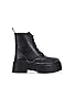 BOSANOVA Schwarze Militärstiefel für Damen, Punk-Stil, mit vertikaler Schnürung und gezackter Plattformsohle, 4,5 cm, Reißverschluss innen, Damenschuhe, Schwarz, Größe 38