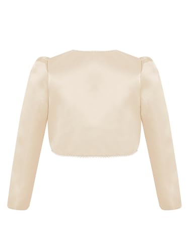 Kids Girls Long Sleeve Cardigan Jacket Shiny Rhinestone Bolero Satin Cover up for Wedding2