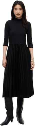 Tommy Hilfiger Damen Kleid Slim Rib Mix Midi-Länge, Schwarz (Black), M – Ansicht 5