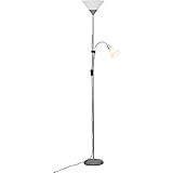 brilliant lampen outlet Mit Schnurzwischenschalter Brilliant Spari LED Deckenfluter mit Lesearm 1,8m Stehleuchte schwenkbar silber/weiß 806 Lumen, 1x E27 9,5W LED-Leuchtmittel inklusive