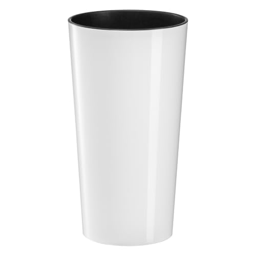 MELTOM Blumentopf Rund Ø 19,5 x H 36,5 cm Weiß Hochglanz M mit Einsatz – Ansicht 6