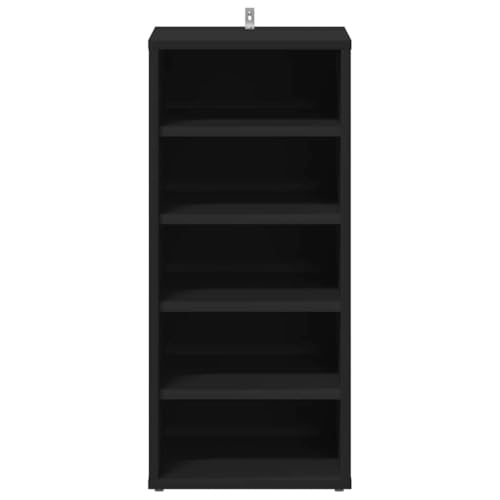 Muebles zapateros ahorra espacio de madera kit de dos módulos negros apilables 6