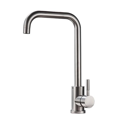 Robinet mitigeur d'évier en acier inoxydable brossé durable et design - 2