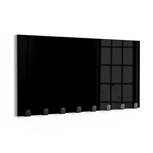 DEQORI Wandgarderobe Glas & Metall | Unifarben - Schwarz | 60x30 cm |...