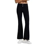 Generisch Damen Jeanshose mit hoher Taille und hoher Stretchanteil für Sport und Fitness, Freizeithose Westen (Black, M)