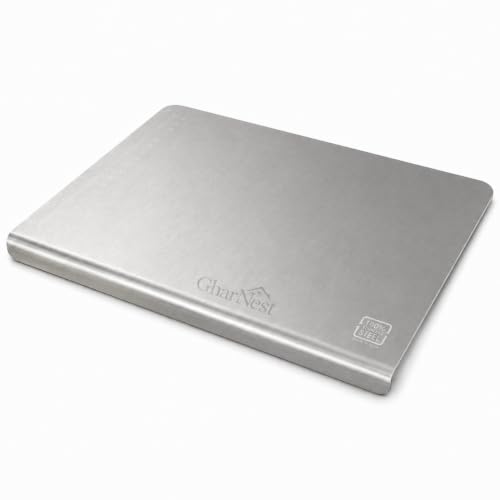 Image of GharNestSteel Chopping Board for Kitchen Heavy-Duty Stainless Steel Kitchen Cutting Board for Vegetables, Fruits, Meat & Fish Anti-Skid, Food Safe & Rust Resistant Size 41.5 * 29 CM (Counter Top)
