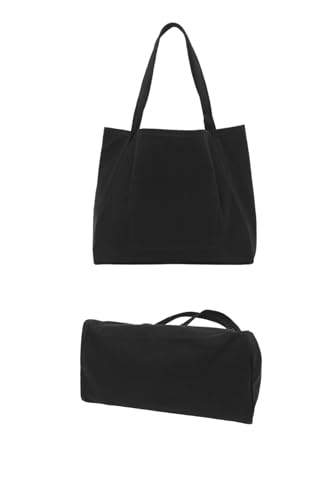 Image of Jeelow Large Striped Or Patterned Canvas Tote Bag for Women Men Shoulder Handbag with Zipper Pocket Travel