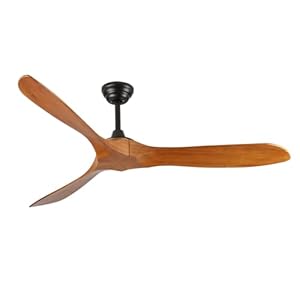 Ceiling Fan No Light 60 Inch Wood Ceiling Fans Without Lights for Bedroom Living Room Indoor Outdoor Outside Reversible ETL DC Motor Ceiling Fan for Angled Sloped Ceiling