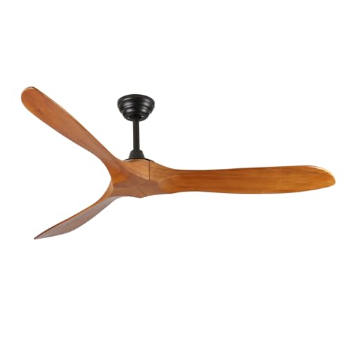60 Inch Ceiling Fan No Light Wood Ceiling Fans Without Lights and Remote by LINJO - Used condition - US$135.99