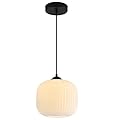 Flyrose Black Single Pendant Lights Kitchen Island Modern Milk Glass Pendant Light Large Globe Hanging Light Industrial Vintage Pendant Light Fixtures for Dining Room Living Room