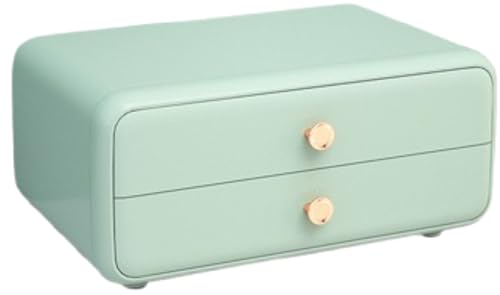 Riuuyyi メイクボックス 化粧品収納ボックス コスメ収納 化粧品ケース 大容量 蓋付き 防塵 防水 引き出し付き 浴室 洗面所収納 整理簡単 小物入れ 多機能 カバー おしゃれ コスメ (グリーン,ダスト引き出し)