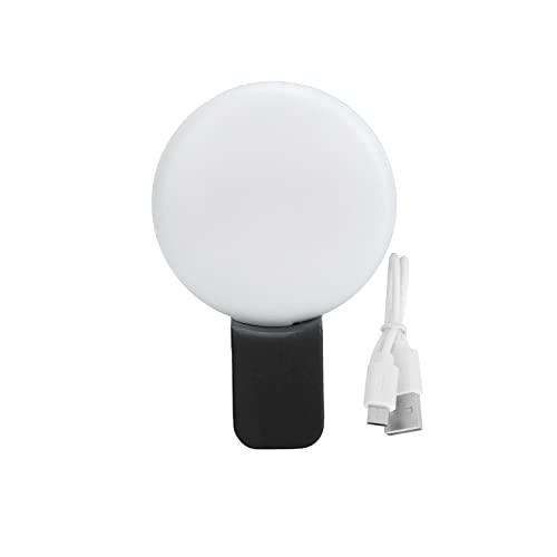 Cyrank Clip De Lumière Annulaire pour Selfie sur Téléphone, Lumière Flash Rechargeable USB, Pince De Lumière Annulaire pour Téléphone, Lumière Annulaire pour Selfie pour Téléphone(Noir)