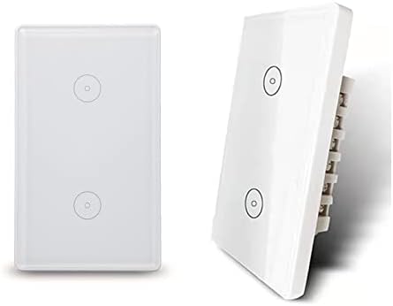 Smart Light Switch, 2.4GHz Zigbee Light Switch Work with Alexa and Google Home, Smart Touch Light Switch for Lamp, Neutral Wire Required, Glass Panel, Us Standard Electrical Light Switch (White 2 Way)