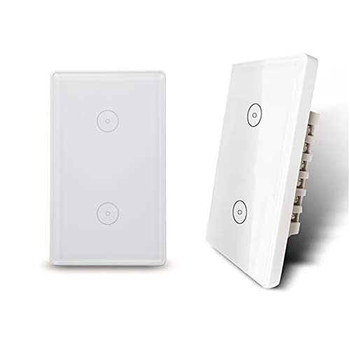Smart Light Switch, 2.4Ghz Zigbee Light Switch Work With Alexa And Google Home, Smart Touch Light Switch For Lamp, Neutral Wire Required, Glass Panel, Us Standard Electrical Light Switch (White 2 Way) #TOP2