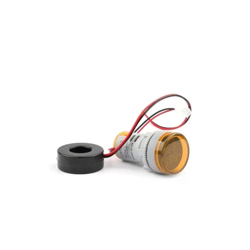 交流電圧表示デジタルLED電圧計 22mm AD16-22DVA 丸型ミニ電圧計電流計 LED デュアルディスプレイ デジタル電圧・電流表示灯 60-500V(Yellow)