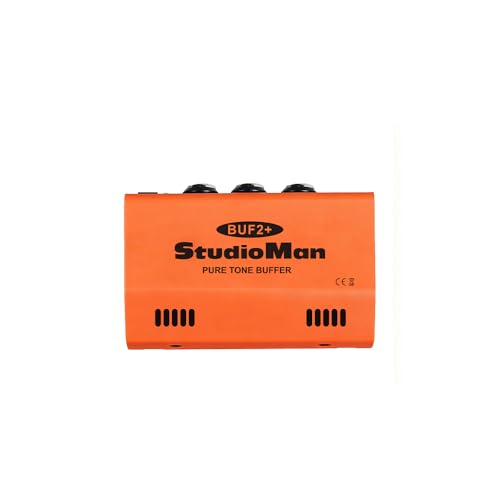 StudioMan BUF2+ Pure Tone Buffered Splitter - 1/4 Mono Input 2x 6.3mm Outputs Hi-Z to Lo-Z Conversion Status LED Metal Housing for Guitar Pedalboards Dual-Amp Setups Tuners