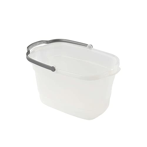 Casabella Plastic Rectangular Cleaning Bucket with Handle, 4 Gallon, Clear