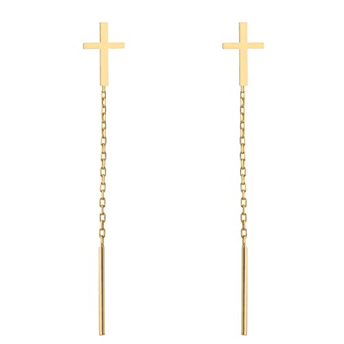 Lumari Gold-Ohrringe mit schlichten Kreuzen aus Gold mit Gewinde Gold 585 (14k) Cover
