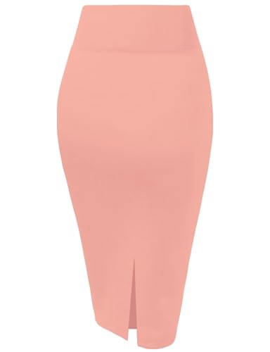 Image of Hybrid & Company Women's Premium Nylon Ponte Stretch High Waist Pencil Suit Skirt Below Knee