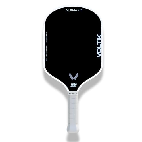 Image of VOLTIK Alpha V1 Pickleball Paddle - Thermoformed Raw Carbon Fiber - 16mm Core with Foam Injected Walls for Max Control & Spin - Built to USAPA Tournament Standards- Elongated Handle