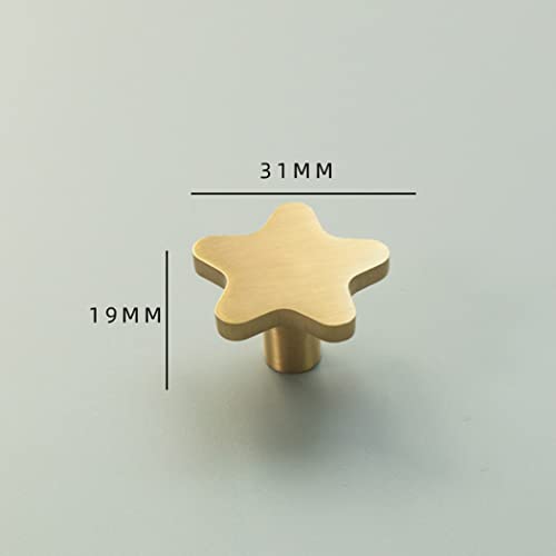 Image of Brass Cabinet Knob Gold Knobs, Copper Drawer Knobs Star Antique for Kitchen Bathroom Cabinet Door Drawer, 2 Pack