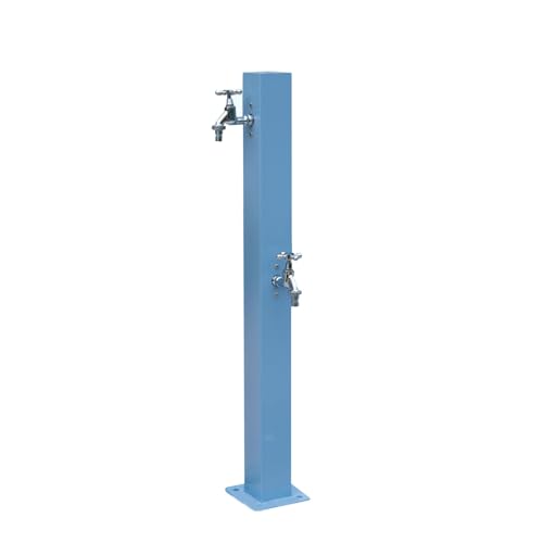 Colonne de fontaine verticale en acier inoxydable avec double robinet design antigel pour pelouse et jardin extérieur Hauteur : 95 cm